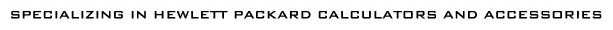Specializing in Hewlett Packard Calculators and Accessories